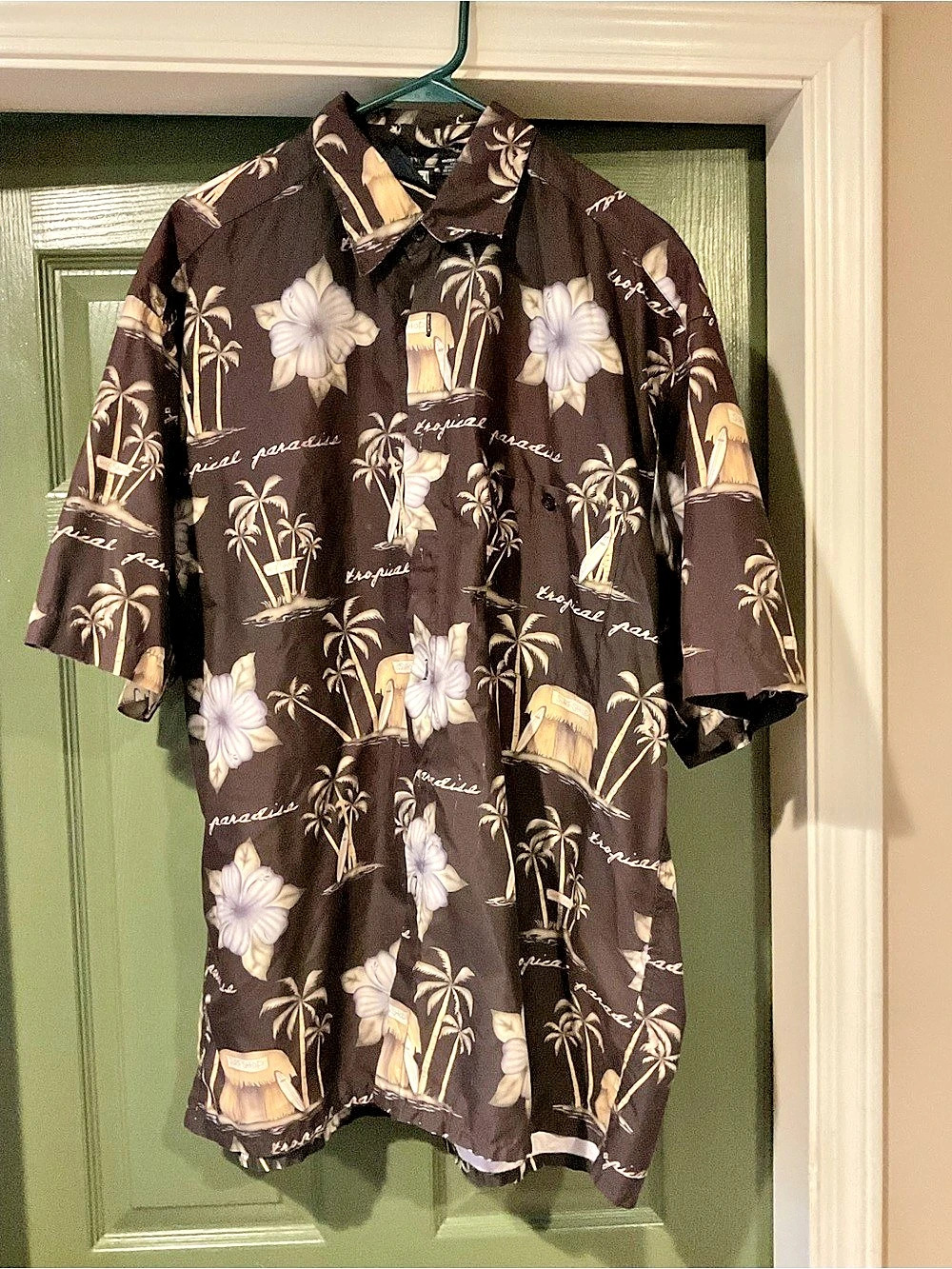 Men's Tropical Print Short Sleeve Shirt size L